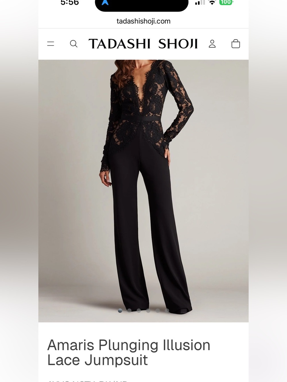 Tadashi Shoji Black Lace V-Neck Long-Sleeve Jumpsuit - Picture 9 of 10